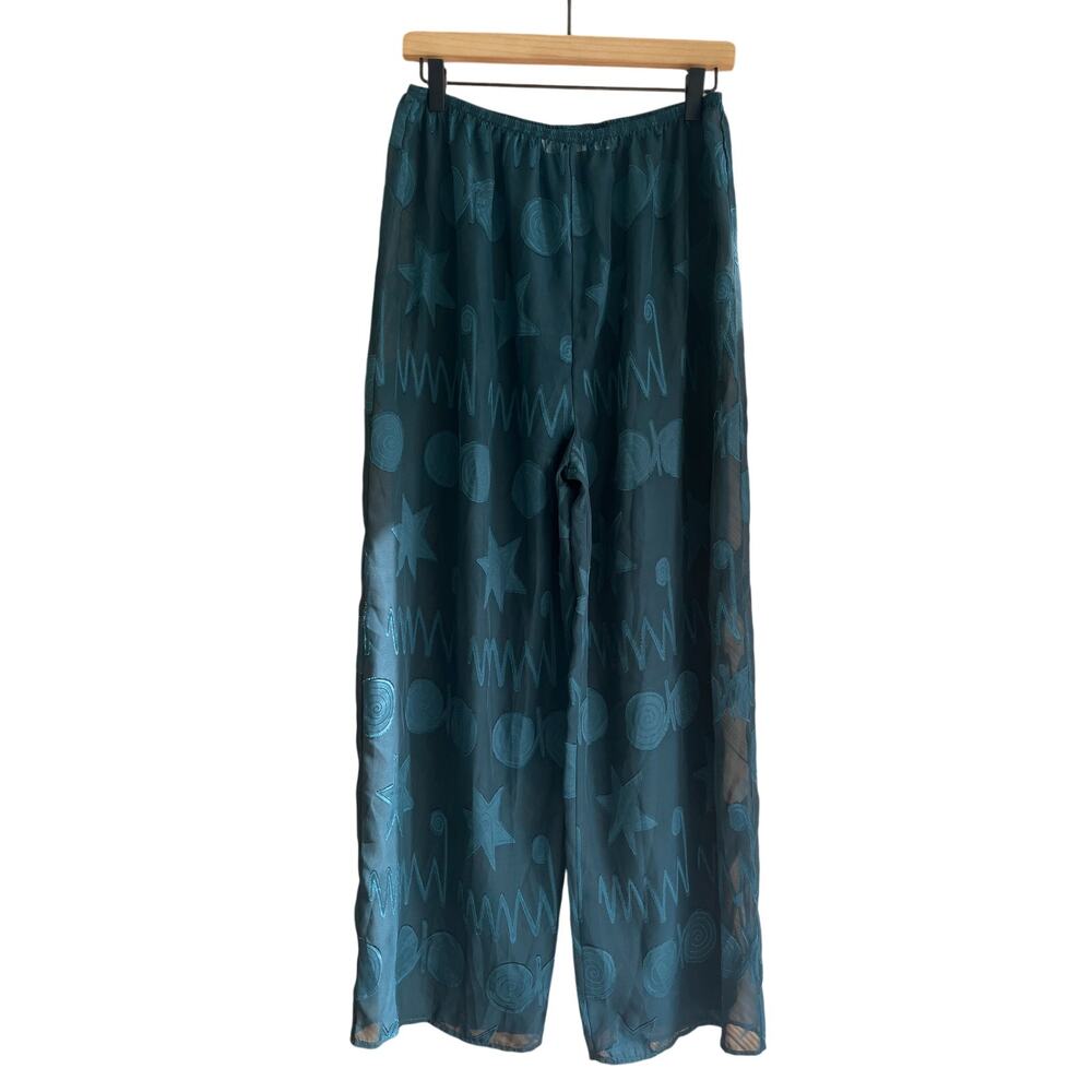 Vintage Y2K Victoria's Secret Gold Label Pajama Pants Green Wide Leg Palazzo - Picture 1 of 6